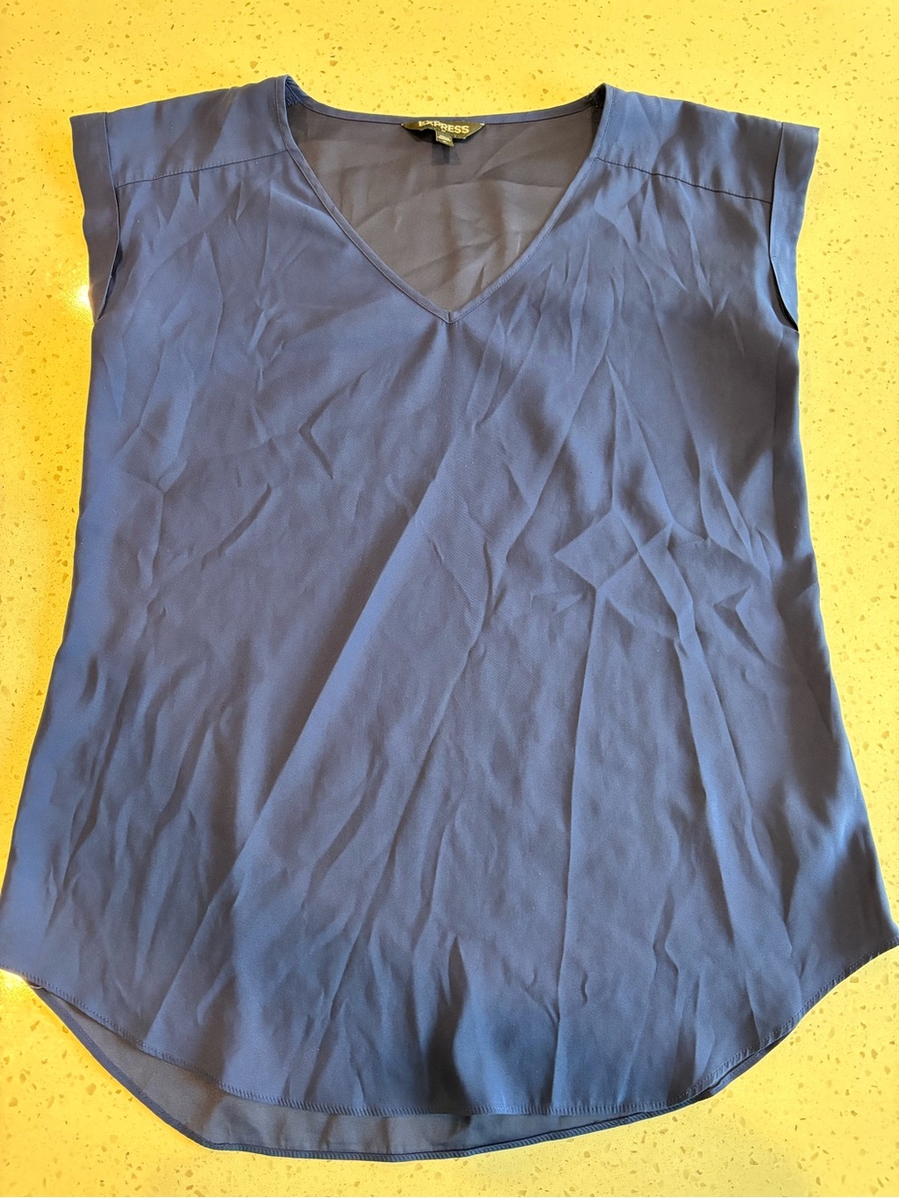 Express Blue V-Neck Cap Sleeve Blouse